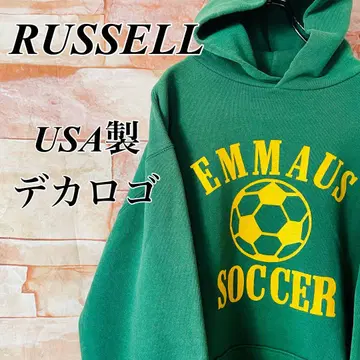 [초레어] 러셀 후드 맨투맨 USA제 90s 구제 의류 축구 L 그린