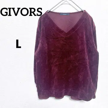 GIVORS L 사이즈 버건디 와인 레드 V넥 긴팔 상의