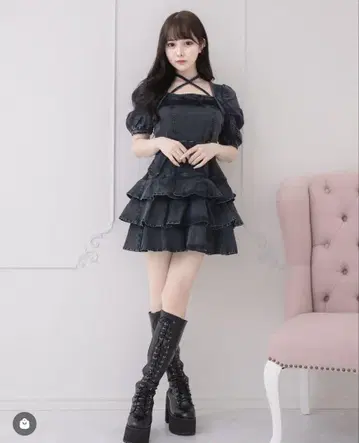 pium 티어드 프릴 미니 원피스