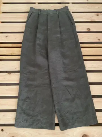 세미 와이드 팬츠 린넨 사이즈 67 카키 DAMA