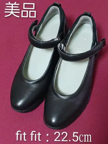 새상품급 fit fit: 천연 가죽 스트랩 스니커즈 펌프스 블랙/22.5