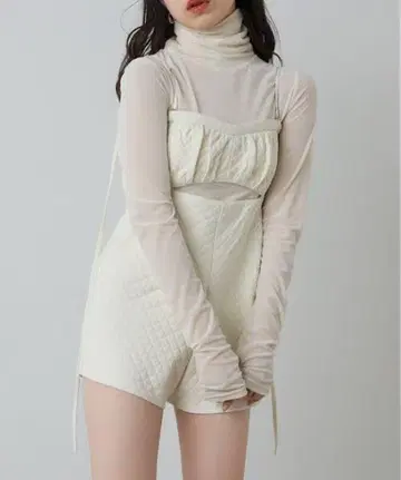 chico 치코 퀼팅 베어 콤비네존 아이보리