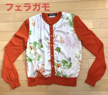 Salvatore Ferragamo 페라가모 실크 스카프 프린트 가디건