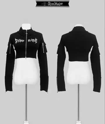 DimMoire 디모아르 ZIP UP 크롭 상의 블랙