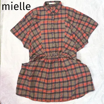 미엘 mielle 체크 원피스 여성용 가을 컬러 오렌지 웜 컬러