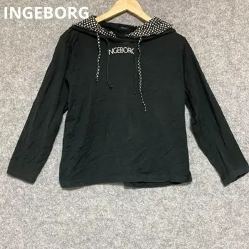 INGEBORG 블랙 후드티 도트 후드