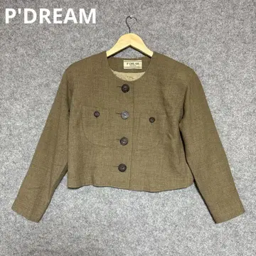 P'DREAM 올리브 노카라 자켓 크롭 기장
