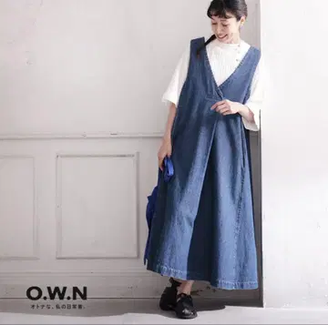 서울베리 O.W.N 데님 슬리브리스 롱 원피스