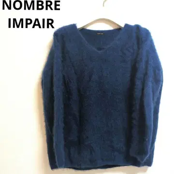 NOMBRE IMPAIR 브러쉬 울 롱 니트 네이비