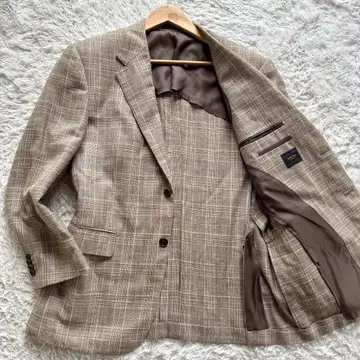 미사용급 새빌 로우 테일러드 자켓 E.THOMAS 체크 L