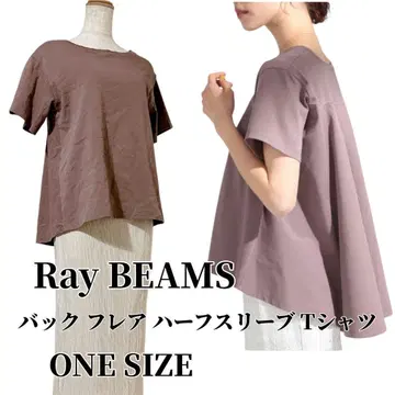 [ 택 포함 미사용 ] Ray BEAMS 백 플레어 하프 슬리브 티셔츠