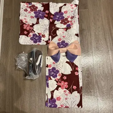 그레일 GRL 유카타 오비 장식 일본 나막신 세트 벚꽃 레드 계열