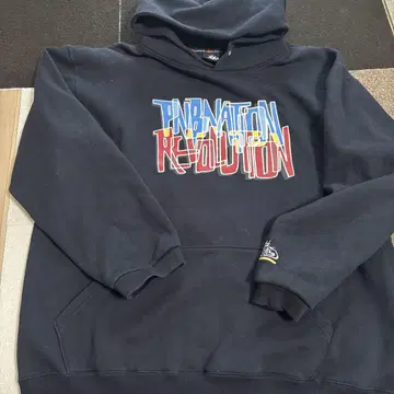 프린트 후드티 XL 블랙