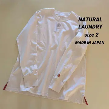 NATURAL LAUNDRY 컬러 천축 CD 자수 레이어 롱 티셔츠