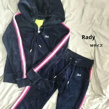 새상품급 Rady 네이비 스트라이프 후드 부착 셋업 핑크 갸루