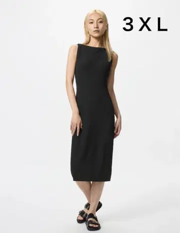 유니클로 워셔블 니트 브라 원피스 슬리브리스 블랙 3XL