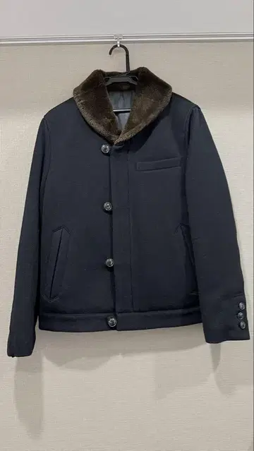 TAKEO KIKUCHI 피코트 인조 모피 블랙