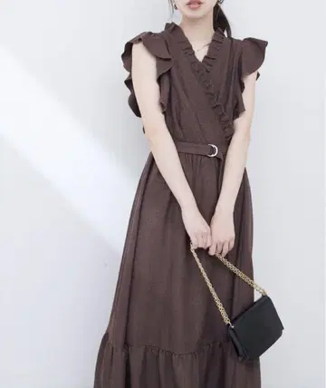 프릴 카슈쿨 원피스 브라운