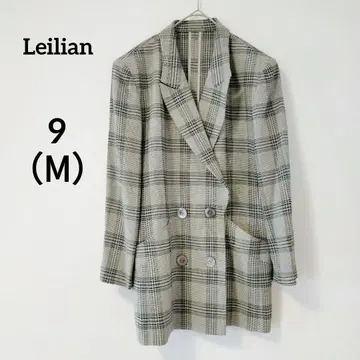 Leilian 레리안 체크 무늬 더블 브레스트 자켓 9 M