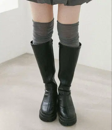 Heather 인힐 스트레치 롱 부츠 블랙