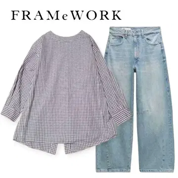 [일본제] FRAMeWORK 깅엄 체크 레이스업 블라우스