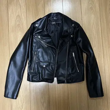 ZARA 블랙 가죽 라이더 자켓