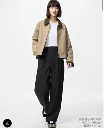 UNIQLO 턱 와이드 팬츠 블랙 WOMEN M