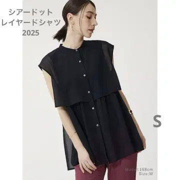 플라스테 시어 도트 레이어드 셔츠 블랙 S