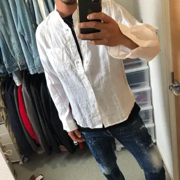 무인양품 린넨 노카라 셔츠 S