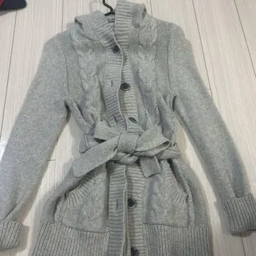 M 타미힐피거 긴팔 니트 가디건 여성용 후드티 그레이