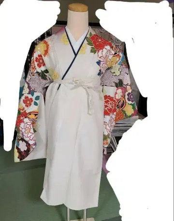 컬러풀 꽃무늬 하카마 스타일 기모노 세트