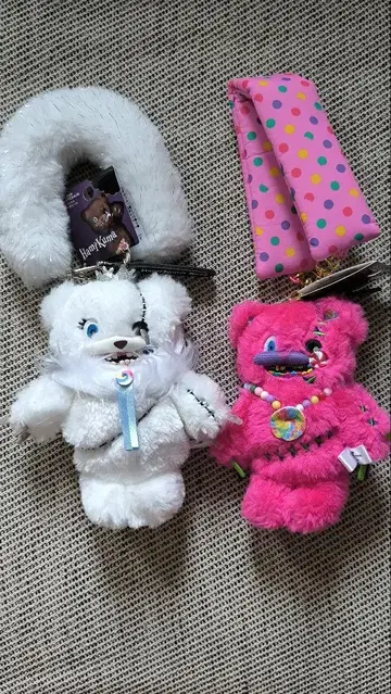 USJ 해미곰 캔디 봉제 인형 스트랩 포함 키체인 화이트 & 핑크