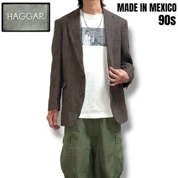 레어 90s 멕시코제 HAGGAR 멀티 스트라이프 트위드 자켓