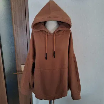 브라운 후드 부착 후드티 ZARA