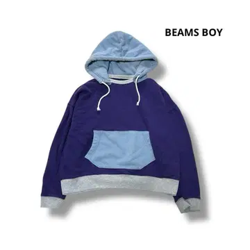 BEAMS BOY 후드 부착 맨투맨 트리콜로르 컬러 블록