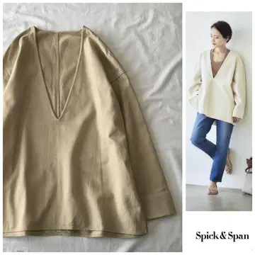스픽 앤 스팬 [세탁 가능] 오버 사이즈 V넥 치노 튜닉