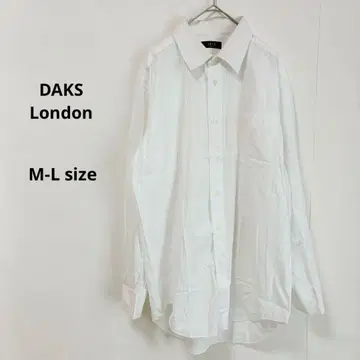 닥스 DAKS 와이셔츠 M-L 긴팔 스트라이프 로고 자수 시어