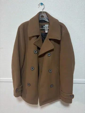 beams 브라운 울 혼방 피 코트