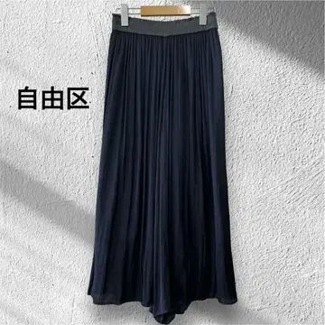 자유구 온워드 카시야마 매트 새틴 플리츠 와이드 팬츠 크롭 기장