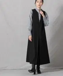 AuieF 택 포함 새상품 블랙 슬리브리스 롱 원피스