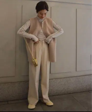 가을 machatt 친츠 스트레이트 베이지 와이드 팬츠