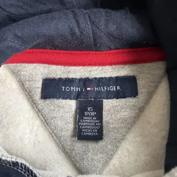 TOMMY HILFIGER 후드 부착 후드티 XS 그레이
