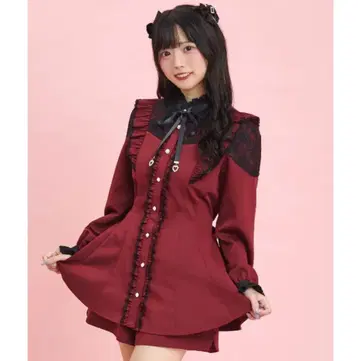 Secret Honey 숄더 레이스 셋업 빨간색