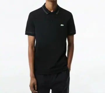 LACOSTE 배색 스티치 사슴 무늬 피케 셔츠