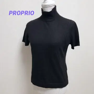 PROPRIO 반팔 니트 캐시미어 100% 터틀넥 블랙