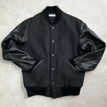 beauty&youth 소매 가죽 바시티 자켓 가죽 자켓 양가죽 블루종