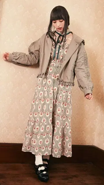 axes femme POETIQUE 빈티지 로즈 원피스 세트