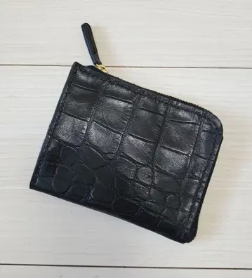 크로커다일풍 컴팩트 L자 지퍼 가죽 지갑