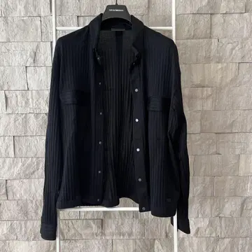 EMPORIO ARMANI 블랙 긴팔 니트 셔츠 가디건 XL