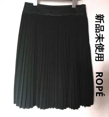 [ 미사용 새상품 ] ROPE 블랙 플리츠 스커트 무릎 기장